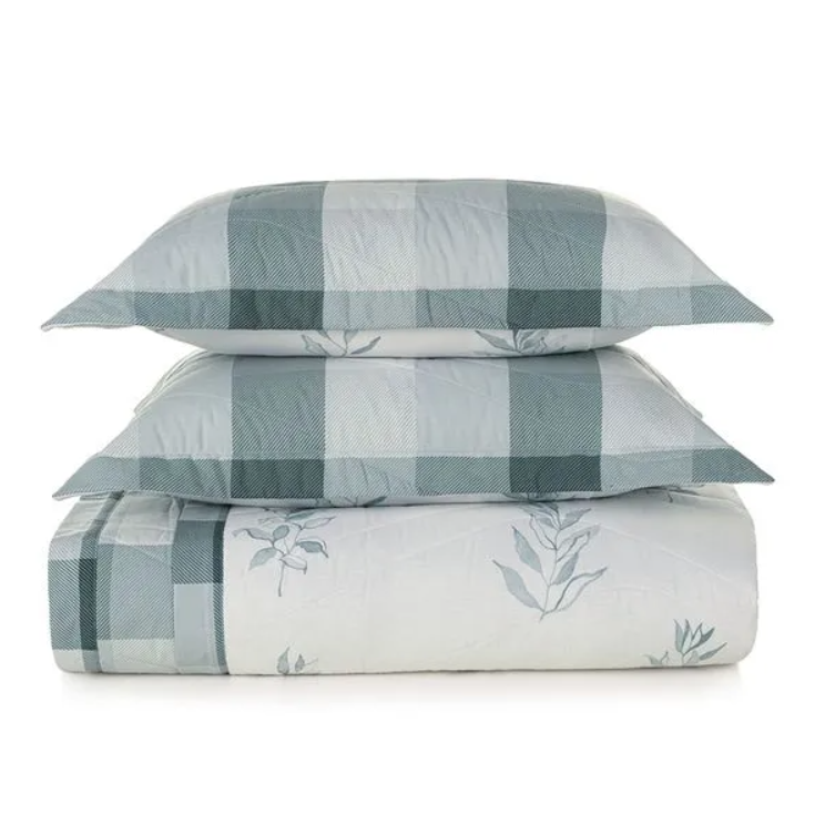 Colcha com 2 Porta Travesseiros 200 Fios 100% Algodão Lacerda